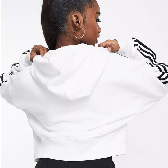 Adidas white cropped hoodie XS - Picture 2 of 5